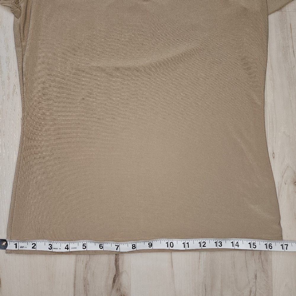 Chaps Beige Flutter Sleeve Blouse Women's Small V-Neck Business Casual Top - Picture 7 of 8